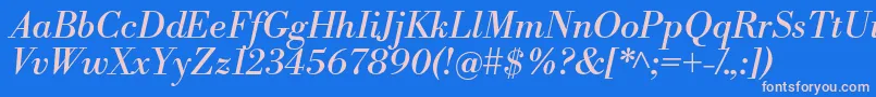 LibrebodoniItalic Font – Pink Fonts on Blue Background