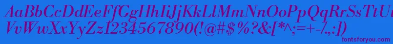 LibrebodoniItalic Font – Purple Fonts on Blue Background