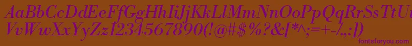 LibrebodoniItalic Font – Purple Fonts on Brown Background