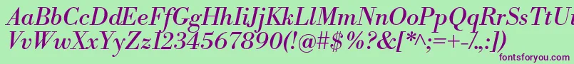 LibrebodoniItalic Font – Purple Fonts on Green Background