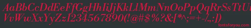 LibrebodoniItalic Font – Red Fonts on Black Background