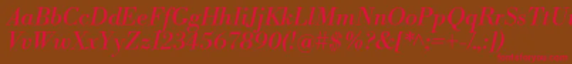 LibrebodoniItalic Font – Red Fonts on Brown Background