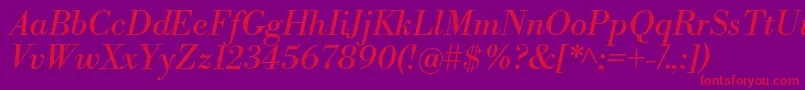 LibrebodoniItalic Font – Red Fonts on Purple Background