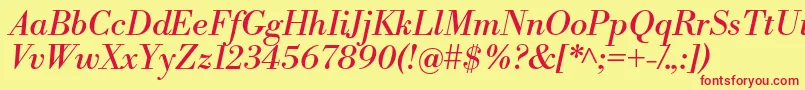 LibrebodoniItalic Font – Red Fonts on Yellow Background