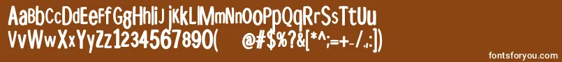 Disproporzbold-Schriftart – Weiße Schriften auf braunem Hintergrund