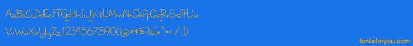 フォントBmdWhereStarsShineTheBrightest – オレンジ色の文字が青い背景にあります。