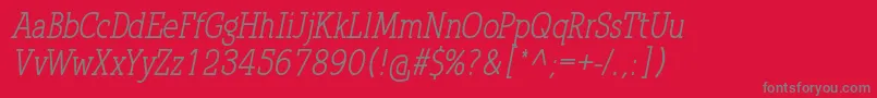 フォントQlarendonCondensedItalic – 赤い背景に灰色の文字
