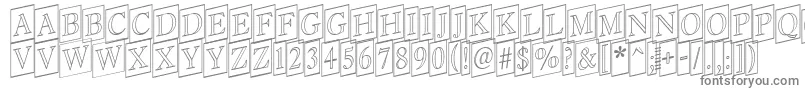 AAntiquetitultrcmupotl-fontti – harmaat kirjasimet valkoisella taustalla