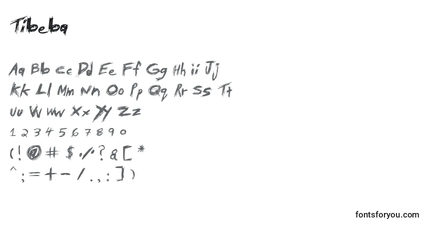 Czcionka Tibeba – alfabet, cyfry, specjalne znaki
