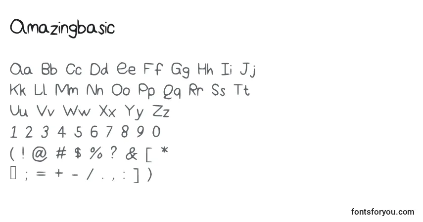 Czcionka Amazingbasic – alfabet, cyfry, specjalne znaki