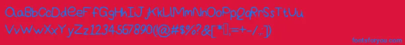 Amazingbasic-Schriftart – Blaue Schriften auf rotem Hintergrund