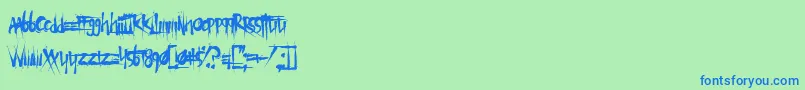XTermination-fontti – siniset fontit vihreällä taustalla