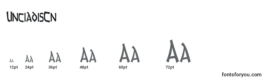 UnciadisCn Font Sizes