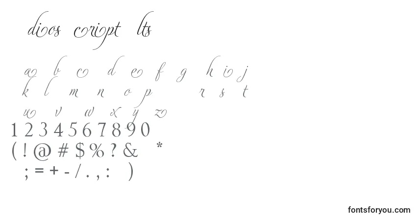 Schriftart AdiosScriptAltsI – Alphabet, Zahlen, spezielle Symbole