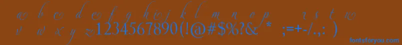 フォントAdiosScriptAltsI – 茶色の背景に青い文字