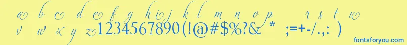 AdiosScriptAltsI Font – Blue Fonts on Yellow Background