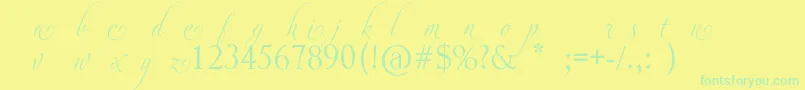 フォントAdiosScriptAltsI – 黄色い背景に緑の文字