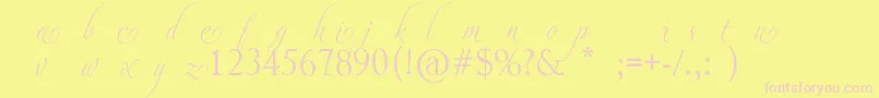 Czcionka AdiosScriptAltsI – różowe czcionki na żółtym tle
