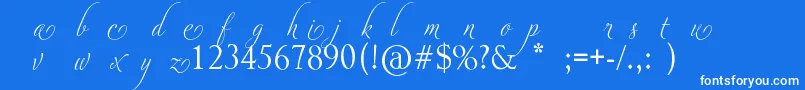 Fonte AdiosScriptAltsI – fontes brancas em um fundo azul