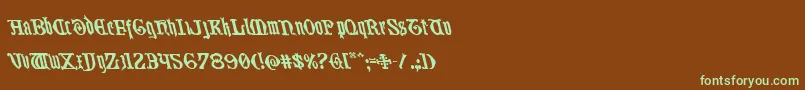 Westdelphialeft-fontti – vihreät fontit ruskealla taustalla