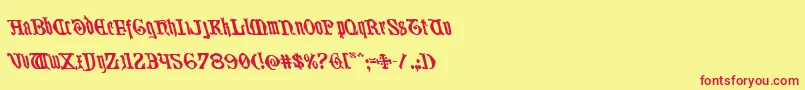 フォントWestdelphialeft – 赤い文字の黄色い背景