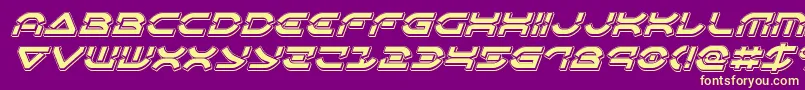 Oberondeuxpunchital-Schriftart – Gelbe Schriften auf violettem Hintergrund