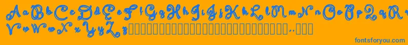Domywriting-Schriftart – Blaue Schriften auf orangefarbenem Hintergrund