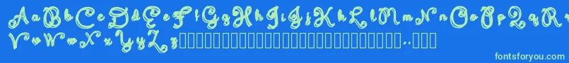 Domywriting Font – Green Fonts on Blue Background