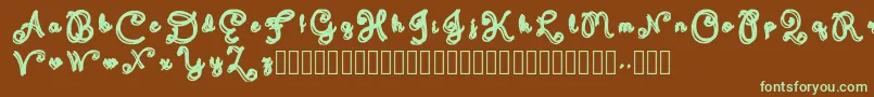Domywriting-fontti – vihreät fontit ruskealla taustalla