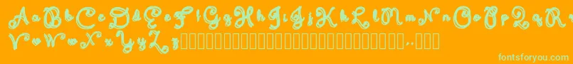Domywriting Font – Green Fonts on Orange Background