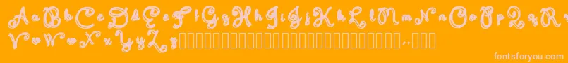 Domywriting Font – Pink Fonts on Orange Background