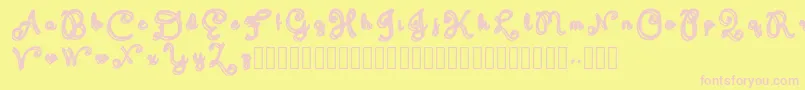 Domywriting-fontti – vaaleanpunaiset fontit keltaisella taustalla