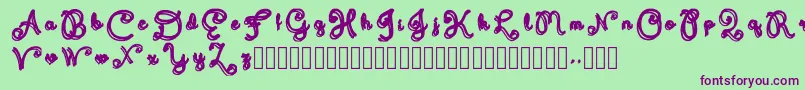 Domywriting-Schriftart – Violette Schriften auf grünem Hintergrund