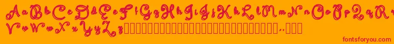 Fonte Domywriting – fontes vermelhas em um fundo laranja