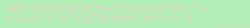 Fonte Cicle Semi Italic – fontes rosa em um fundo verde