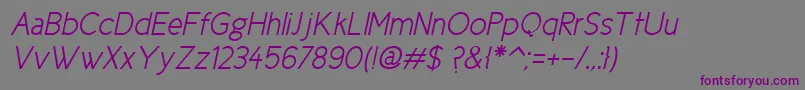 フォントCicle Semi Italic – 紫色のフォント、灰色の背景