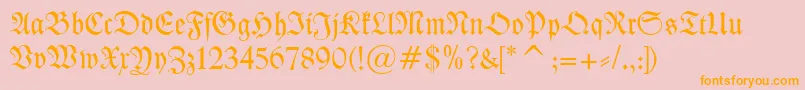 KleistFraktur-Schriftart – Orangefarbene Schriften auf rosa Hintergrund