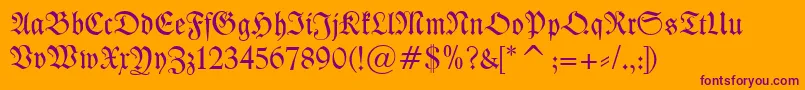 KleistFraktur-Schriftart – Violette Schriften auf orangefarbenem Hintergrund