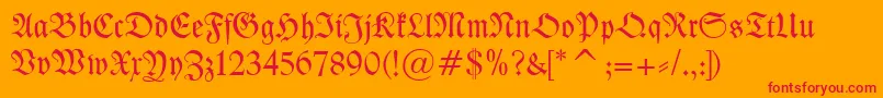 KleistFraktur-Schriftart – Rote Schriften auf orangefarbenem Hintergrund