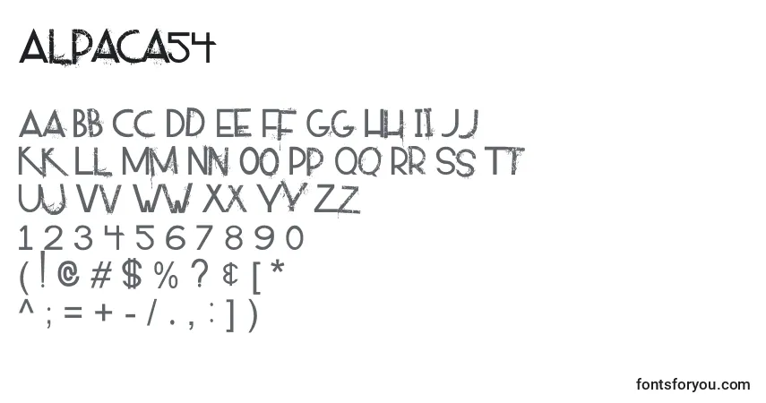 Schriftart Alpaca54 (116276) – Alphabet, Zahlen, spezielle Symbole