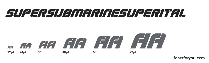 Размеры шрифта Supersubmarinesuperital