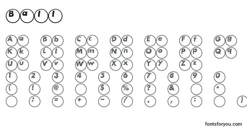 Schriftart Ball – Alphabet, Zahlen, spezielle Symbole