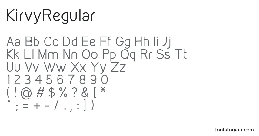 Schriftart KirvyRegular – Alphabet, Zahlen, spezielle Symbole