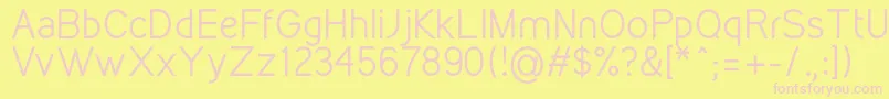 KirvyRegular-fontti – vaaleanpunaiset fontit keltaisella taustalla