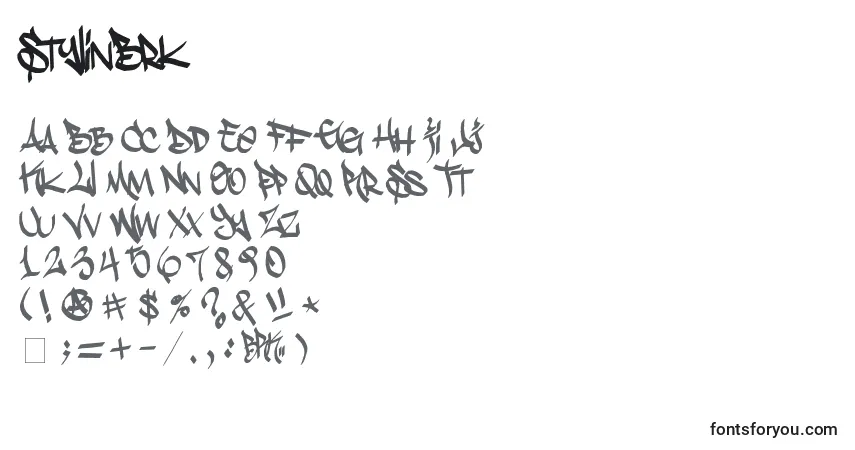A fonte StylinBrk (116281) – alfabeto, números, caracteres especiais