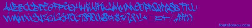 フォントStylinBrk – 紫色の背景に青い文字