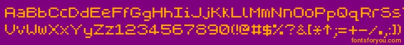 Czcionka Zxpix ffy – pomarańczowe czcionki na fioletowym tle