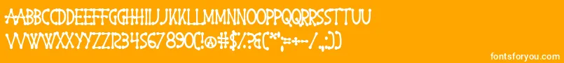 HappyAccidents-Schriftart – Weiße Schriften auf orangefarbenem Hintergrund