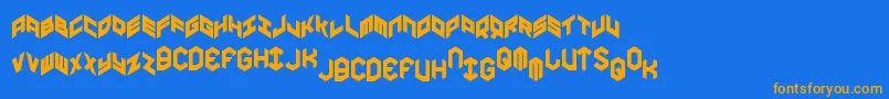 Yayusacond Font – Orange Fonts on Blue Background