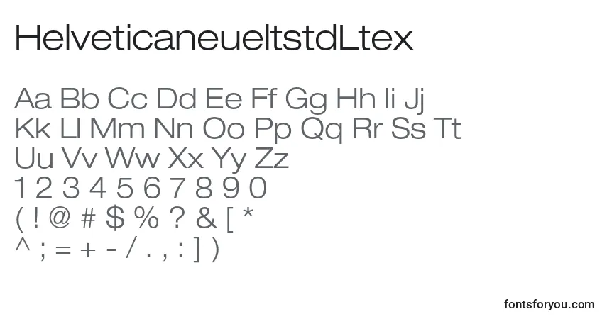 A fonte HelveticaneueltstdLtex – alfabeto, números, caracteres especiais
